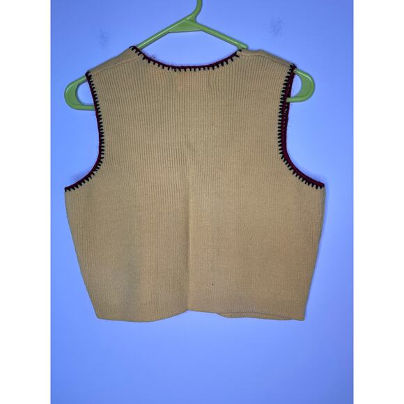 1970s Andrew St. John Import Bright Yellow Red Disco Mod Cropped Sweater Vest M - Picture 5 of 5